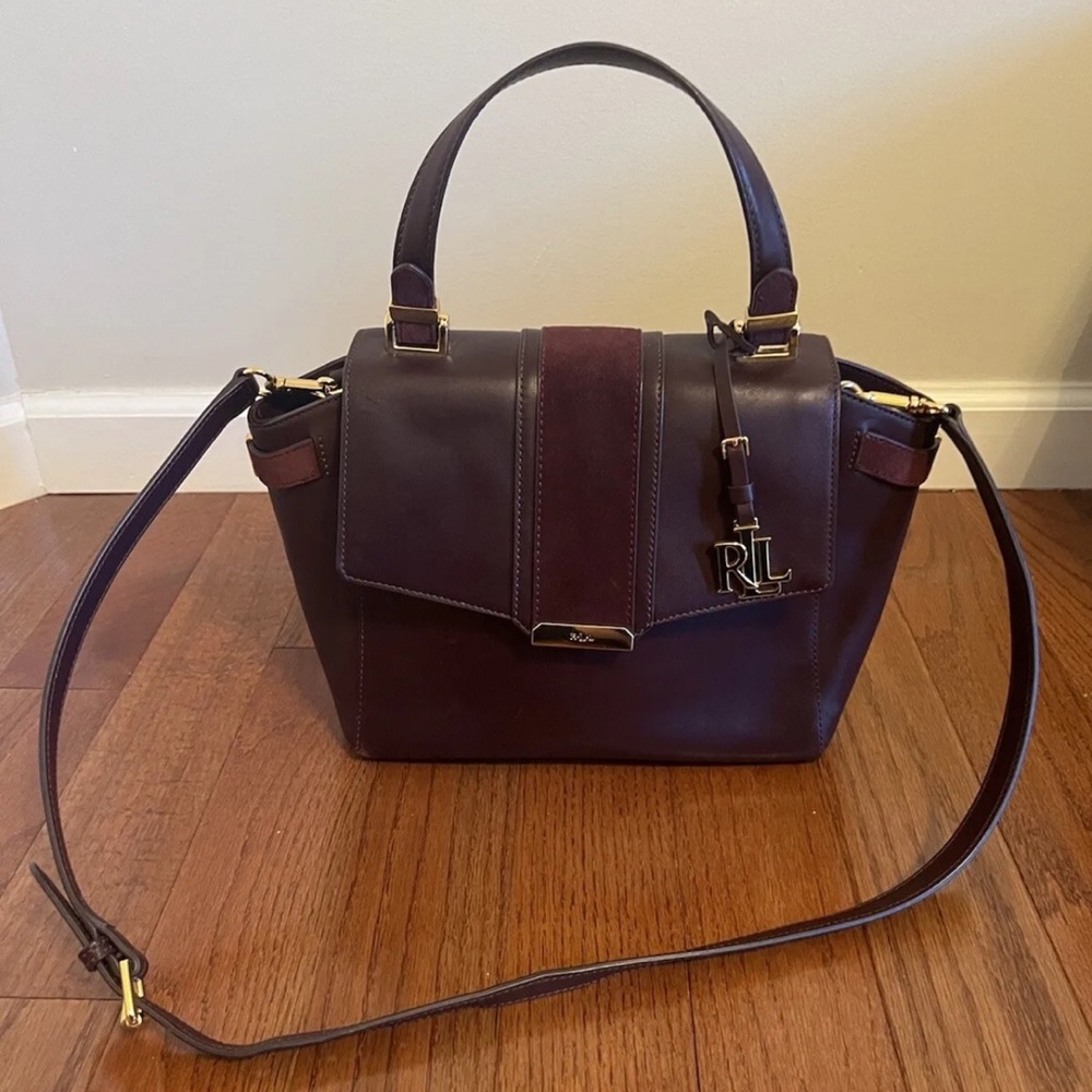Authentic Ralph Lauren Plum Burgundy Medium Size Satchel Handbag